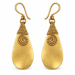 Floral Teardrop Dhokra Brass Earrings