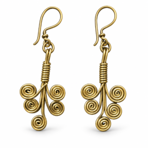 Spiral Branch Dhokra Brass Earrings