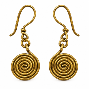 Classic Spiral Disc Dhokra Brass Earrings