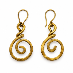 Open Spiral Loop Dhokra Brass Earrings