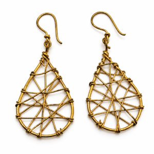 Wirework Teardrop Dhokra Brass Earrings