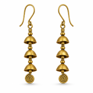 Tiered Bell Spiral Dhokra Brass Earrings