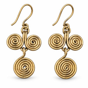 Three Spiral Dhokra Brass Earrings