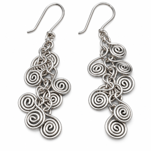 Spiral Cascade Dhokra White Metal Earrings